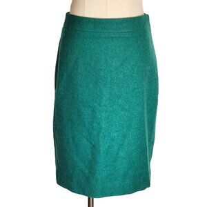 J. Crew Factory The Pencil Skirt Vibrant Green Wool Blend Workwear Womens Size 0